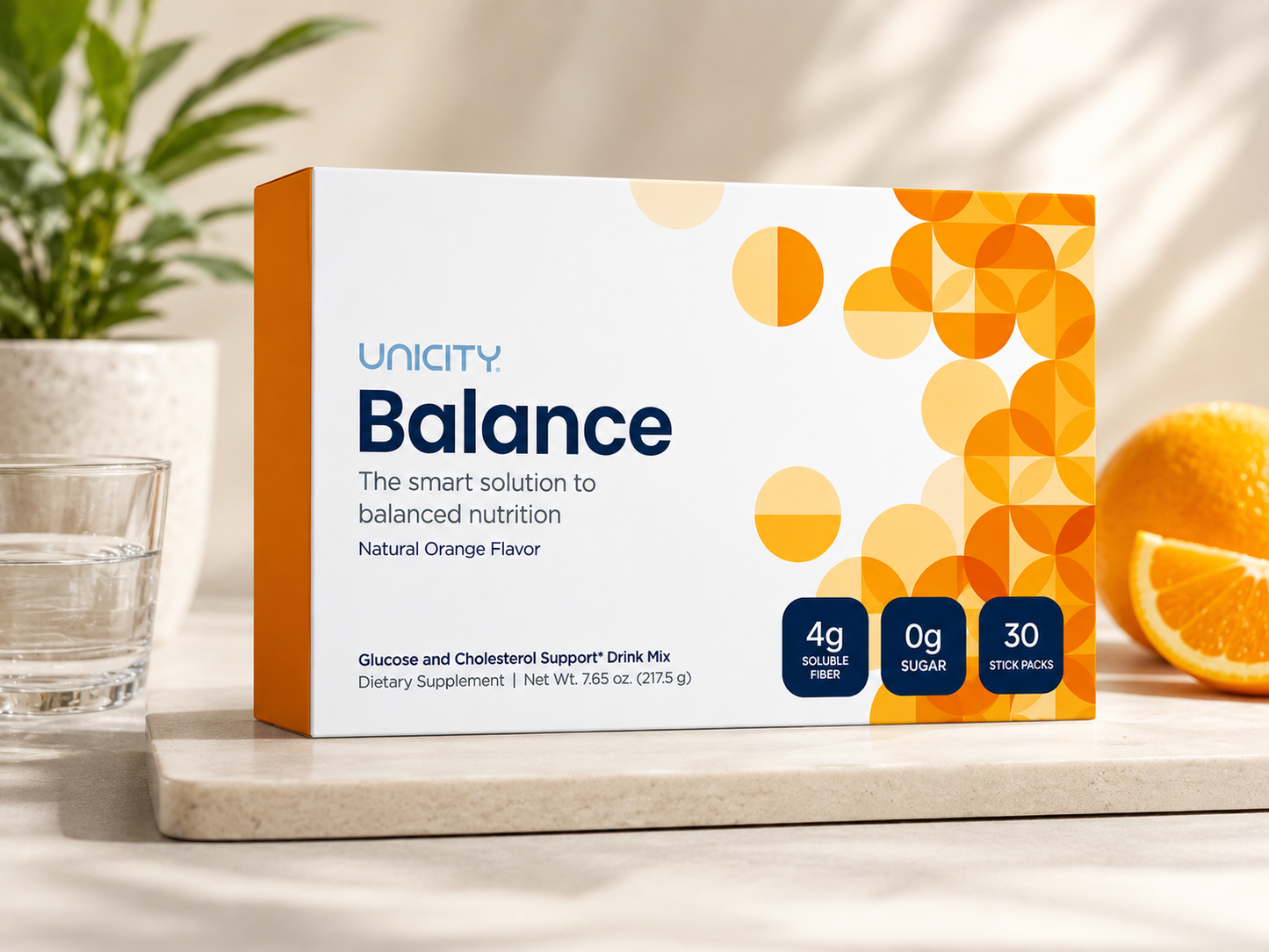 UNICITY Balance Cholesterol Support Drink Mix (30 Stick Pack – Orange Flavor)
