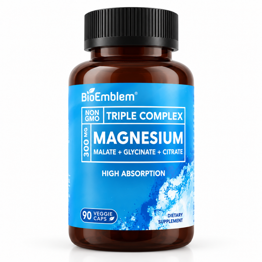 Triple Magnesium Complex 300mg – Magnesium Glycinate, Malate & Blend | 90 Capsules | Muscle, Sleep & Relaxation Support