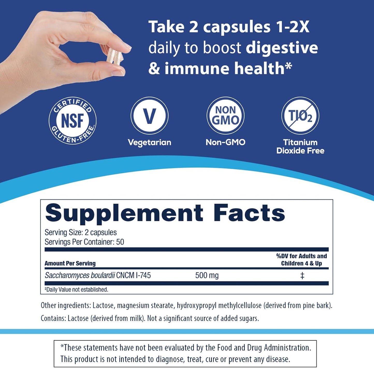 Florastor Probiotic 250mg supplement facts