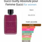 Gucci Guilty Absolute pour Femme Gucci perfume bottle with flavor profile chart on a white background