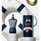 Jean Paul Gaultier perfume bottle with nautical theme on a white background