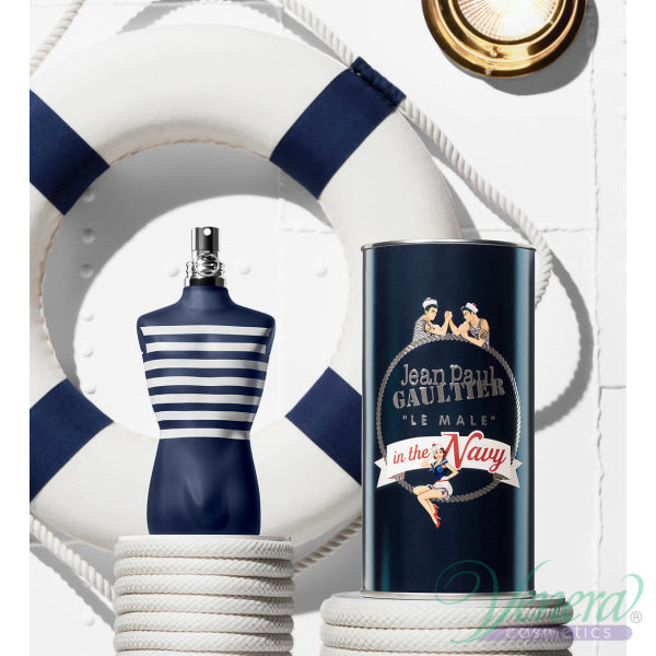 Jean Paul Gaultier perfume bottle with nautical theme on a white background