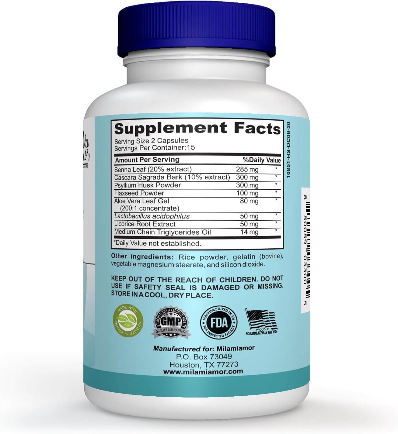 Milamiamor 15 Day Cleanse Supplement facts