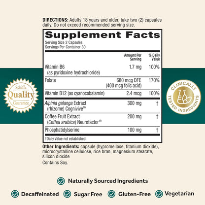 Neuriva Brain Health Ultra 60 Capsules supplement facts