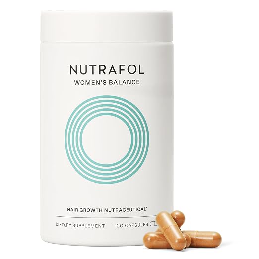 Nutrafol Women's Balance hair growth supplement packaging with capsules on a white background