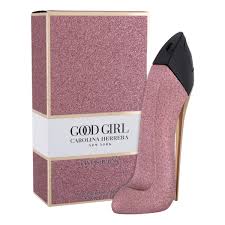 Pink glittery sock with black toe and heel in a decorative box, featuring 'Good Girl' branding.
