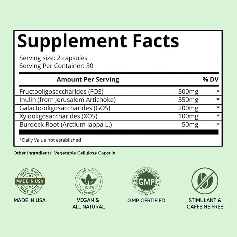 60 Capsules Previtalize Probiotic Supplement Facts
