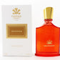 Red Creed Delphinus perfume bottle with gold cap and packaging on a white background