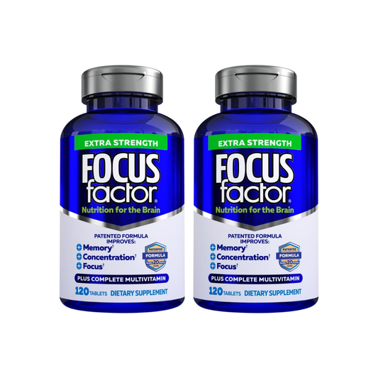 Focus Factor Adults Extra Strength, 120 Count - Brain Supplement for Memory, Concentration and Focus - Complete Multivitamin with DMAE, Vitamin D, DHA - Trusted Health Vitamins