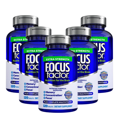 Focus Factor Adults Extra Strength, 120 Count - Brain Supplement for Memory, Concentration and Focus - Complete Multivitamin with DMAE, Vitamin D, DHA - Trusted Health Vitamins