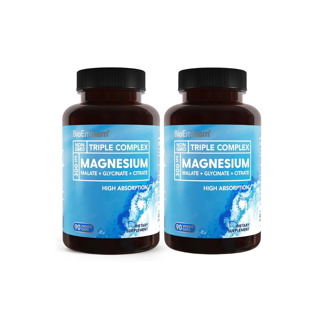 BioEmblem Triple Magnesium Complex – High Absorption Magnesium Glycinate, Malate &amp; Citrate Supplement
