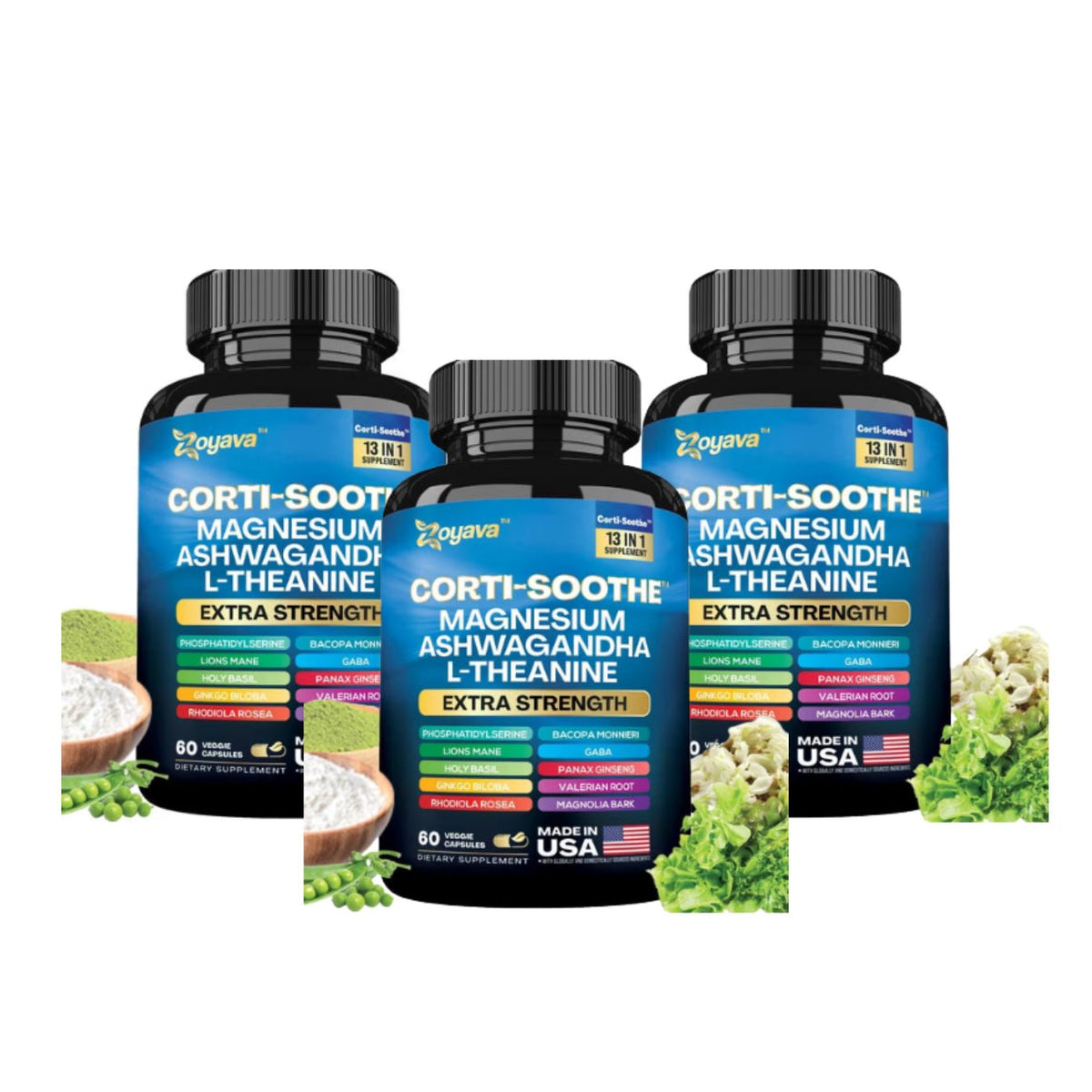Cortisol Manager Supplement with Magnesium Glycinate, L-Theanine, Ashwagandha & Herbal Blend