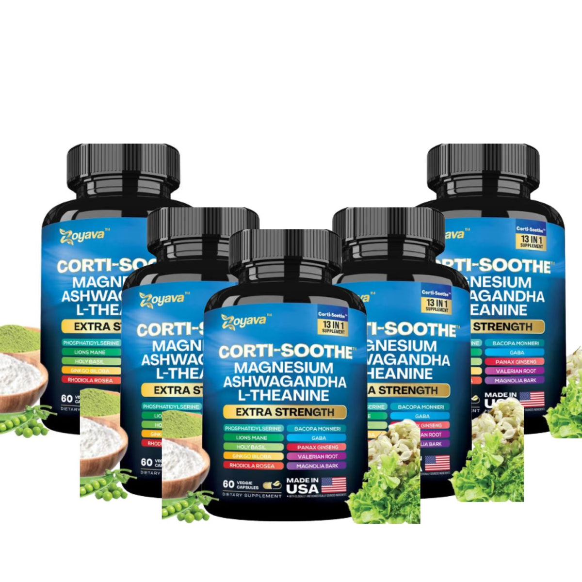Cortisol Manager Supplement with Magnesium Glycinate, L-Theanine, Ashwagandha & Herbal Blend