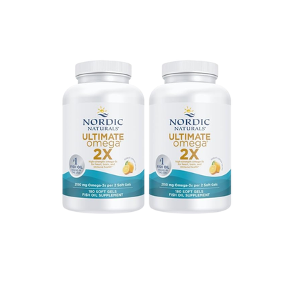 Nordic Naturals Ultimate Omega 2X, Lemon Flavor - 180 Soft Gels - 2150 mg Omega-3 - High-Potency Fish Oil with EPA & DHA - Promotes Brain & Heart Health - Non-GMO - 90 Servings