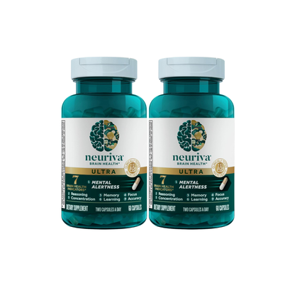 NEURIVA Ultra Decaffeinated Clinically Tested Nootropic Brain Supplement for Mental Alertness, Memory, Focus & Concentration, Cognivive, Neurofactor, Phosphatidylserine, Vitamins B6 B12, 60 Capsules