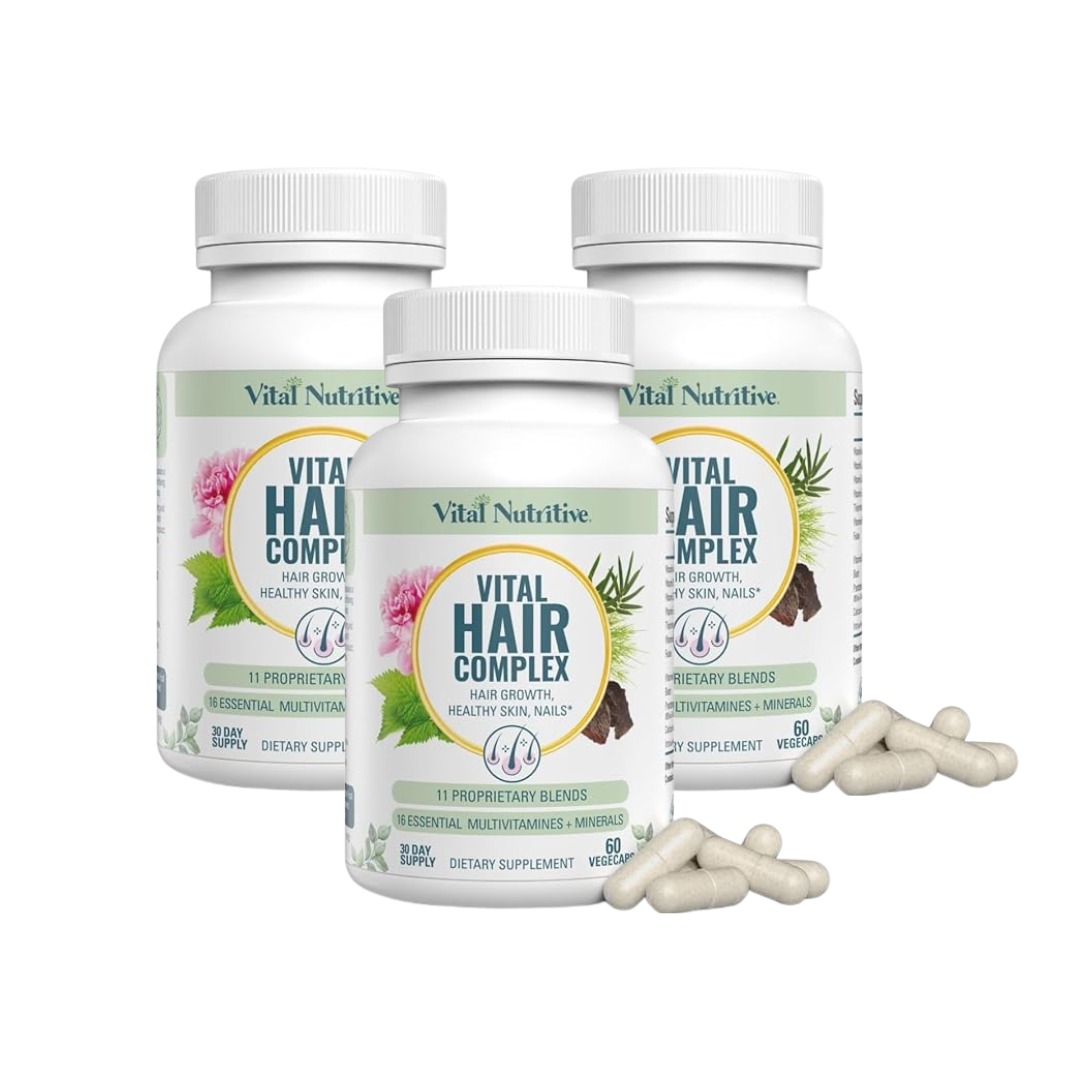 VITAL NUTRITIVE Vital Hair Complex – Biotin & Vitamin B Support for Healthy Hair, Skin & Nails (Men & Women)