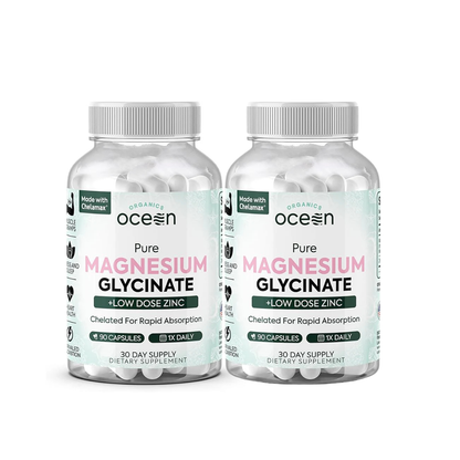 Organics Ocean Pure Magnesium Glycinate with Zinc – Maximum Strength Chelated Support for Sleep, Muscles &amp; Relaxation