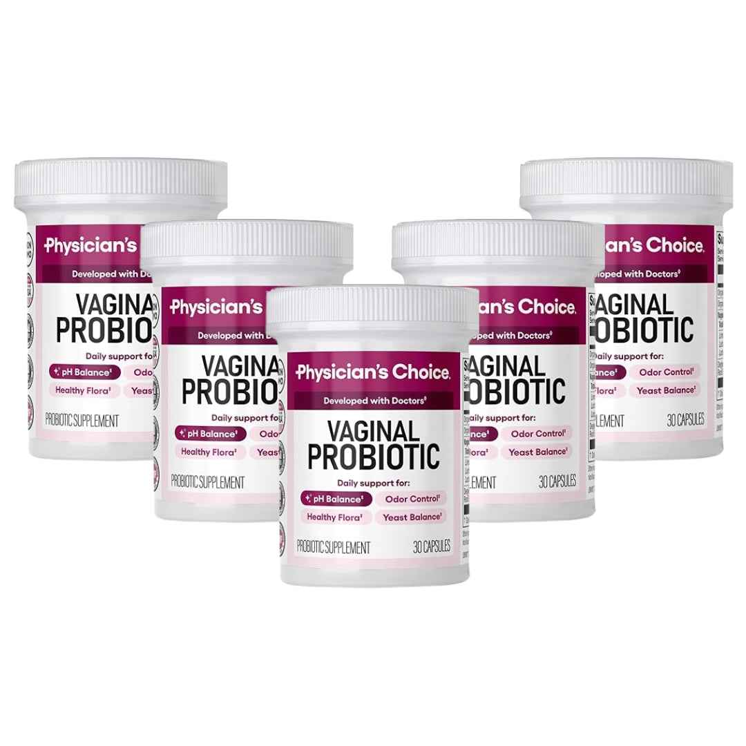 Pack of 5 Physician's CHOICE Vaginal Probiotics for Women, pH Balance & Odor, 30ct