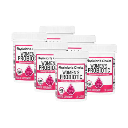 Pack of 6 Physician's CHOICE Probiotics for Women - PH Balance, Digestive, UT, & Feminine Health - 50 Billion CFU - 6 Unique Strains for Her - Organic Prebiotics, Cranberry Extract+ - Women Probiotic - 30 CT