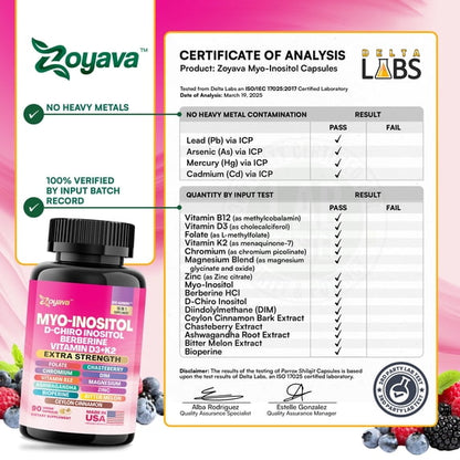 Zoyava Myo Inositol Women's Supplement – 90 Capsules