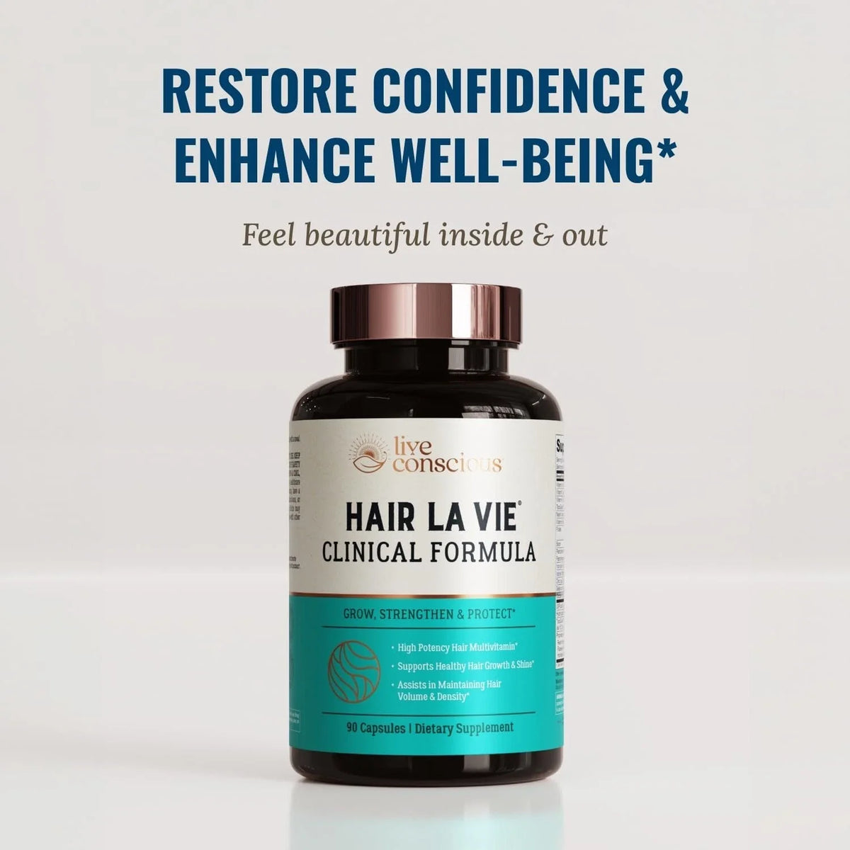 Live Conscious Hair Growth Capsules 90 Count | Natural Hair Loss Support for Men & Women | Hair Thickening Supplement