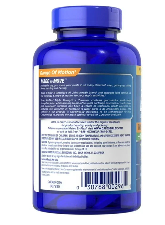 Osteo Bi-Flex Triple Strength Turmeric Joint Health Supplement – 220 Count for Advanced Joint Comfort & Mobility