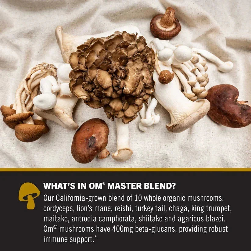 Om Mushroom Superfood Master Blend - Certified Organic Mushroom Powder - 80 Ser