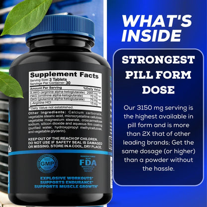 Nitric Oxide L-Arginine Pre Workout +Testosterone Booster,Muscle Pill,Amino Acid