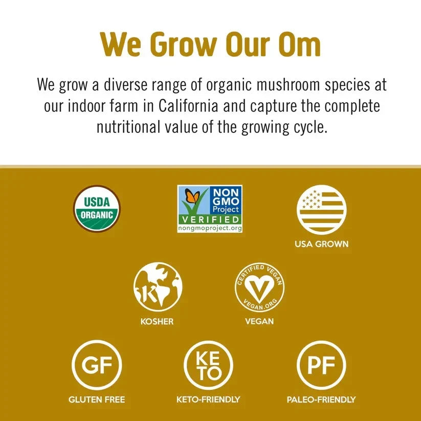 Om Mushroom Superfood Master Blend - Certified Organic Mushroom Powder - 80 Ser