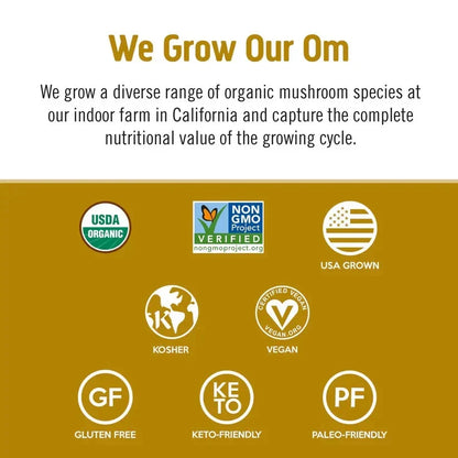 Om Mushroom Superfood Master Blend - Certified Organic Mushroom Powder - 80 Ser
