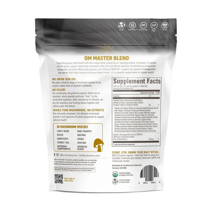 Om Mushroom Superfood Master Blend - Certified Organic Mushroom Powder - 80 Ser